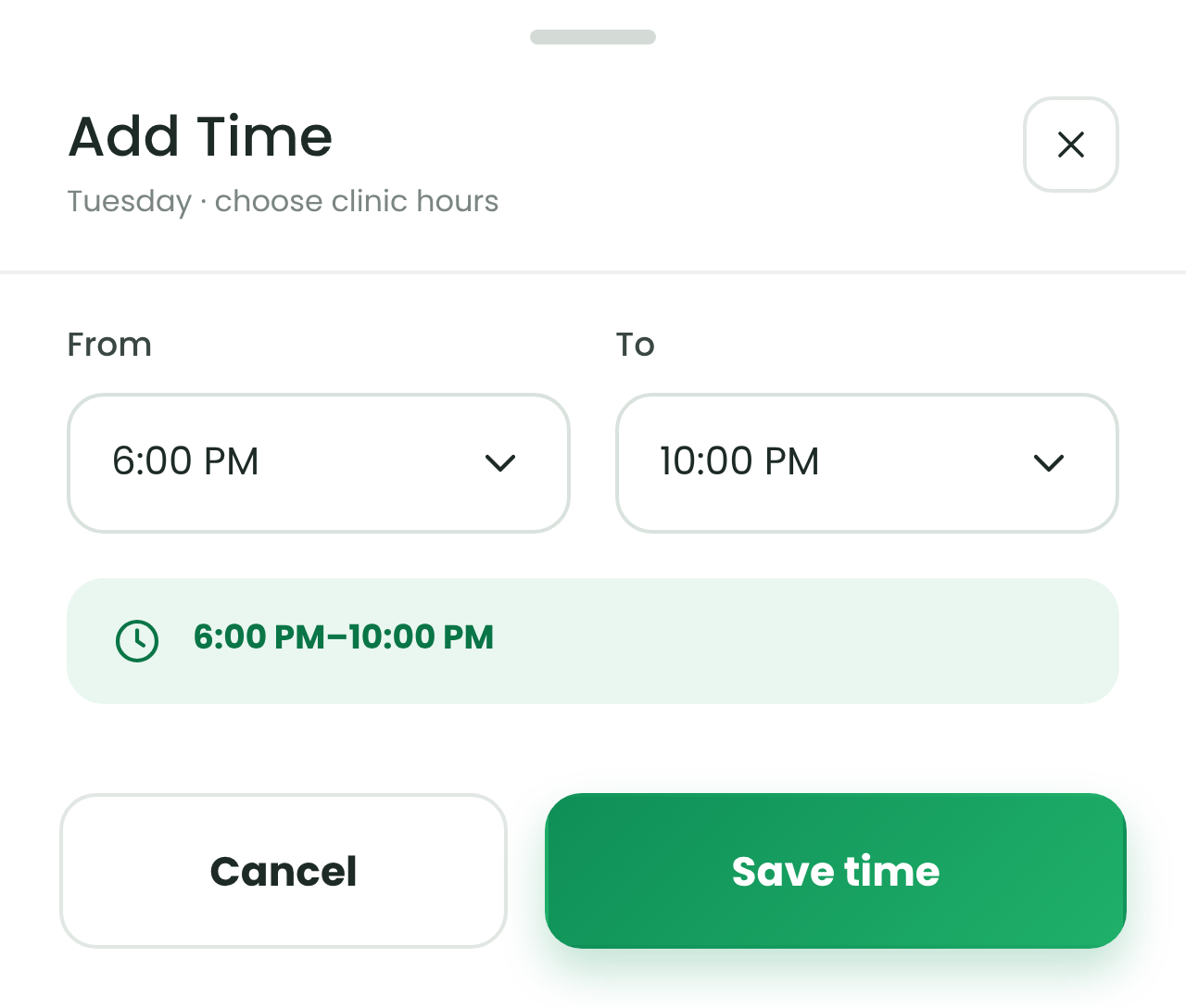 Add practice time dialog