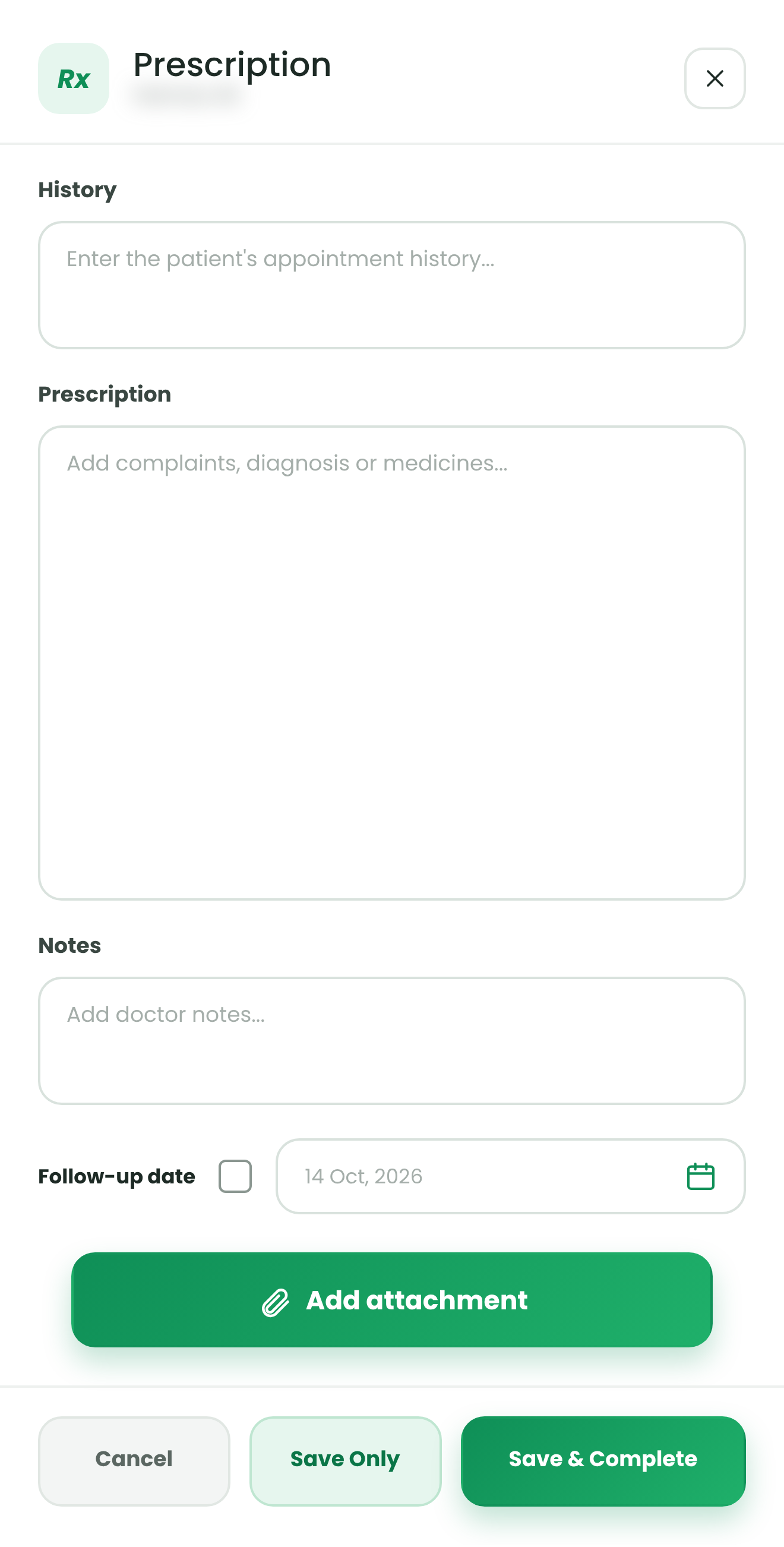 Prescription dialog