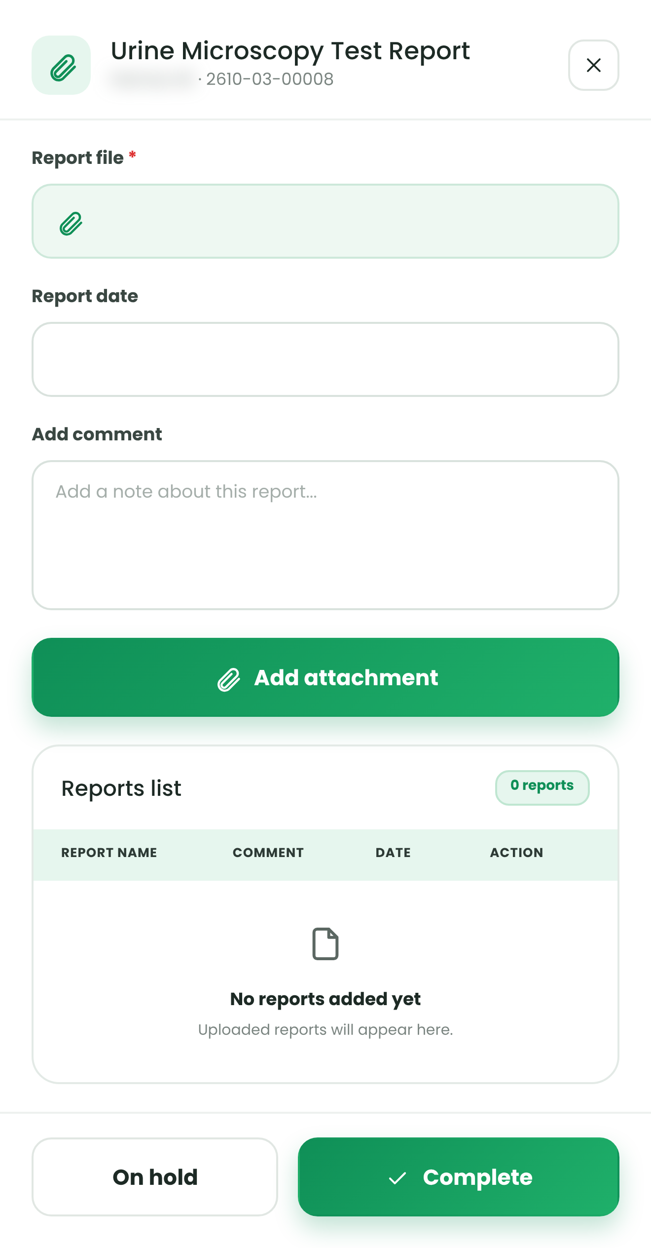 Report attachment dialog