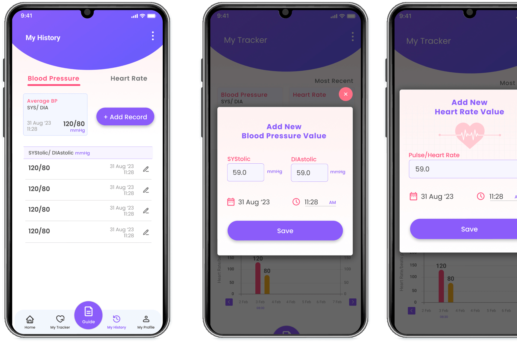 Track and log blood pressure