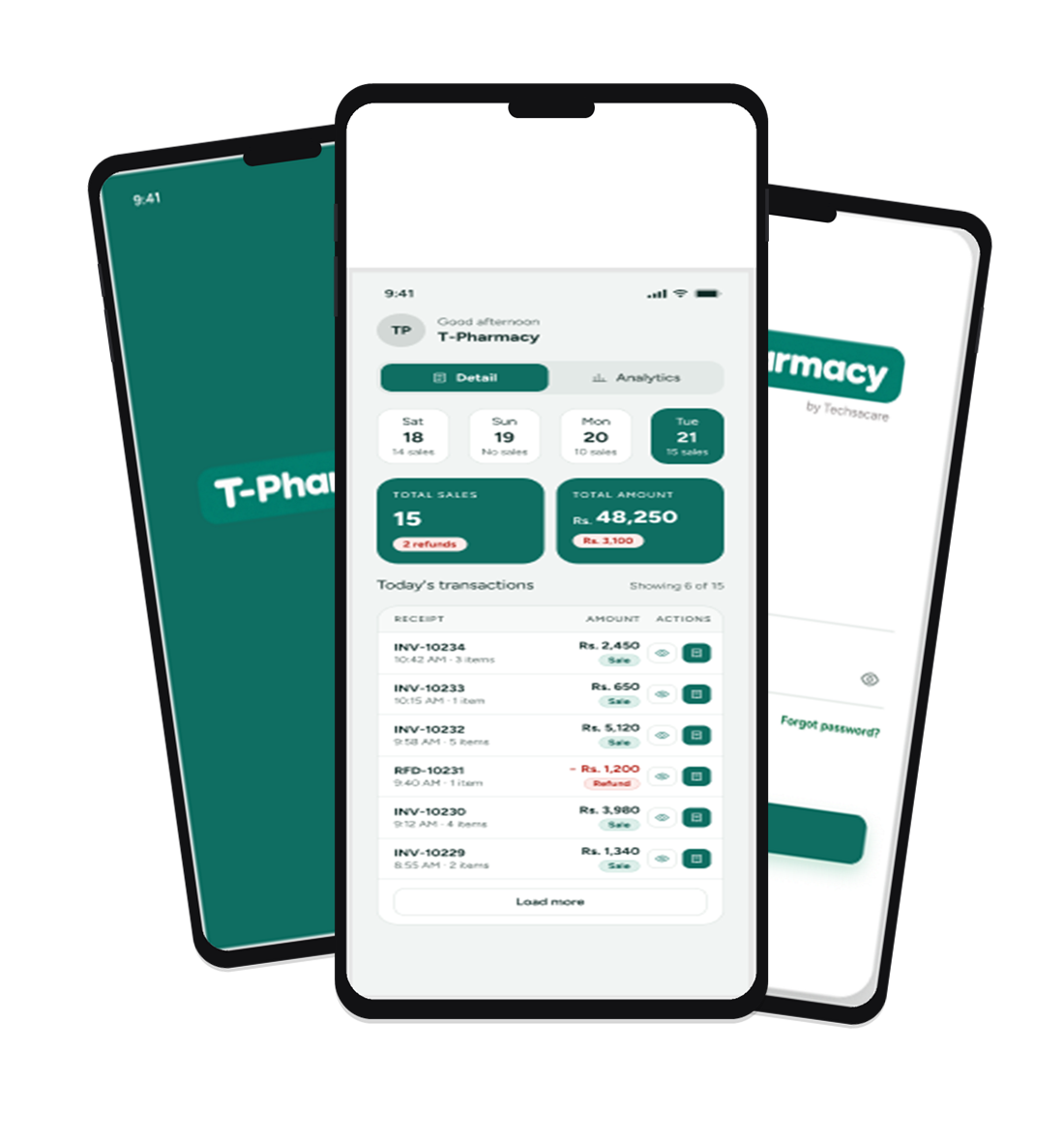 Pharmacy app screens on phones