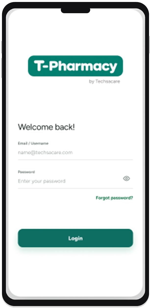 Pharmacy app login screen